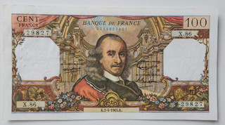FRANCE FRANCIA BILLET DE 100 FRANCS CORNEILLE DU 1 4 1965.