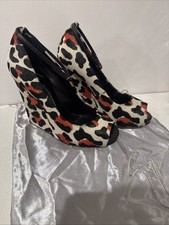 Giuseppe Zanotti Peep Toe Leopard Wedges 38