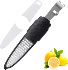 Stainless Steel 2-in-1 Citrus Zester & Peeler, Ultra Sharp, Black