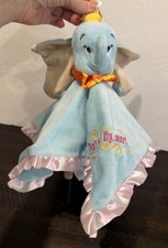 Disney Dumbo Baby Blanket Lovey Plush Don't Just Fly Soar Blue Satin
