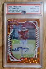 2022 Absolute Skyy Moore Autograph Rookie KC Chiefs Orange #26/35 Psa 10 Auto 9