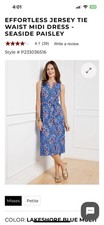 Talbots - XL Blue & Pink Effortless Seaside Paisley Sleeveless Midi Dress 