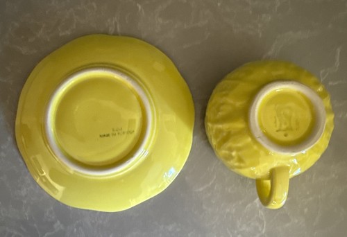 Secla Yellow Cabbage Ware Pottery Cups & Saucers 12 Pieces 6 Sets EUC - Picture 5 of 13