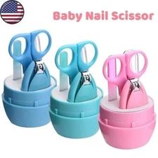 Portable Children Manicure Set | Safe Nail Scissor Clipper Tweezer with Box