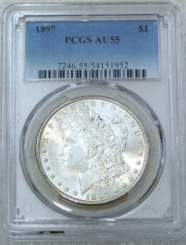1897 P Morgan Silver Dollar PCGS AU55 Frosty White Luster PQ Just Graded #C251B