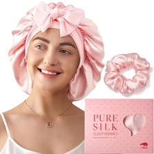 100 Mulberry Silk Bonnet for Sleeping Women, 6A 22 Momme, Large Double-Layer...
