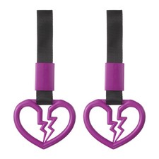 2 Pcs Heart Car Handle Straps Rear Bumper Warning Ring Purple/Black