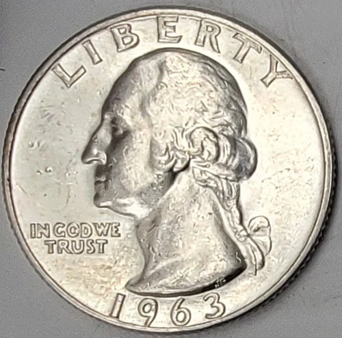 1963-D Washington Quarter - Almost Uncirculated (AU) condition - 90% Silver