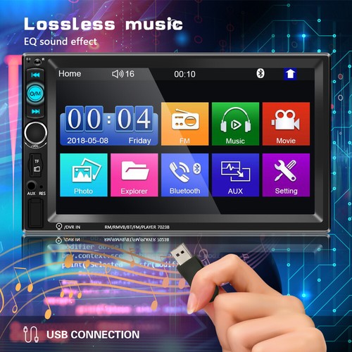 Bluetooth Car Stereo Radio Double 2Din 7" USB FM AUX MP5 IOS/Android Mirror Link - Picture 4 of 17