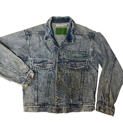 Vtg 80's Code Bleu DESTROYED Blue Jean ACID WASH TRUCKER