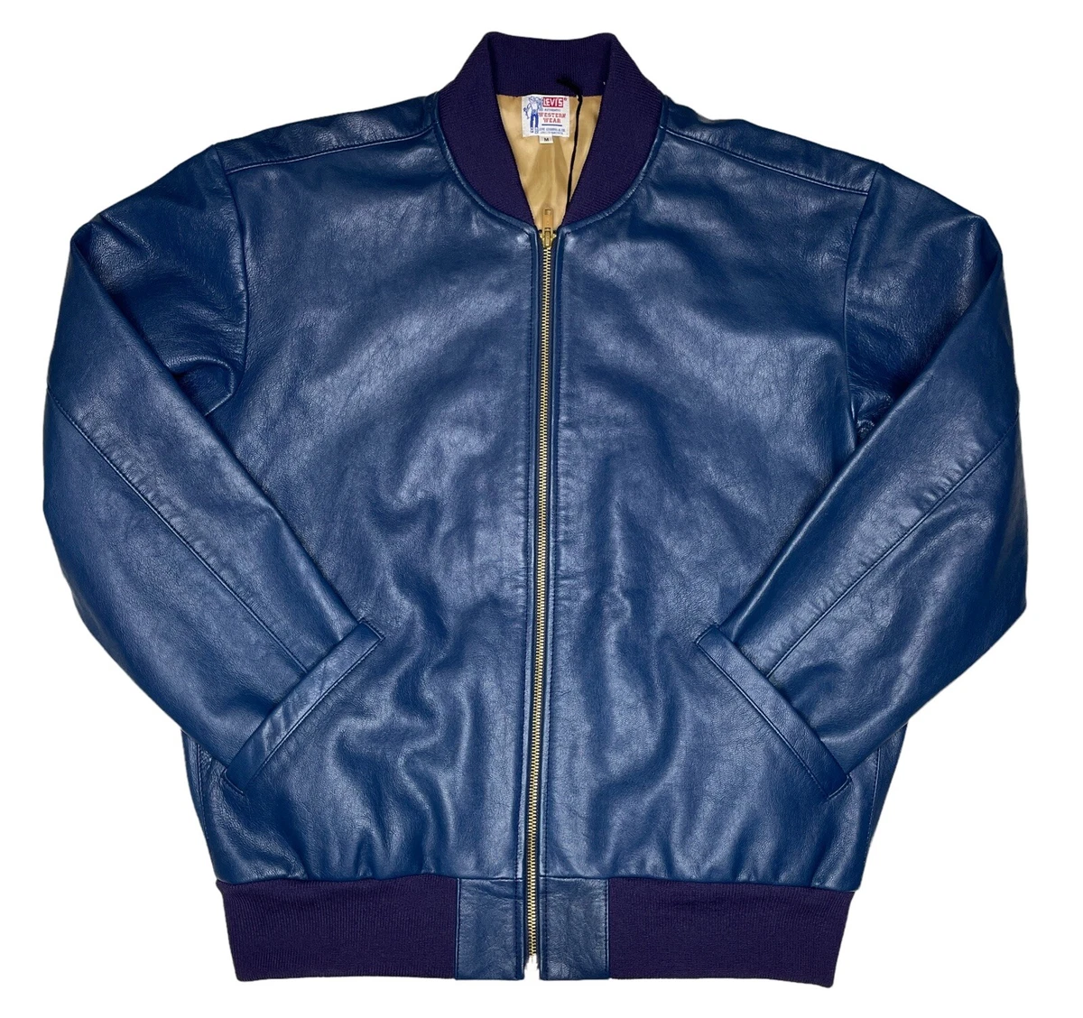 Levi's Vintage Clothing Blue Leather Bomber Jacket - Medium