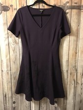 VERA WANG * Dark Plum w/ Black Embroidery Fit & Flare Women’s Dress Size M