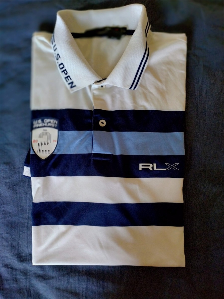 NWT RLX Ralph Lauren Polo Shirt Men's L Blue 2014 US Open | eBay