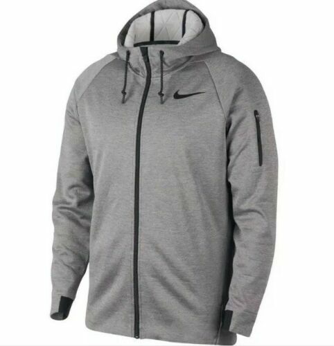 NIKE THERMA FULL ZIP HOODED TRAINING JACKET SIZE S (932034 027) GREY / BLACK