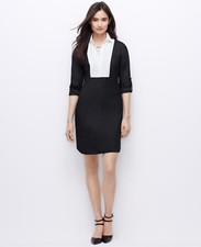 Ann Taylor Size 2 (XS) Black Colorblock Bib Shirtdress $139.00  (361000H)