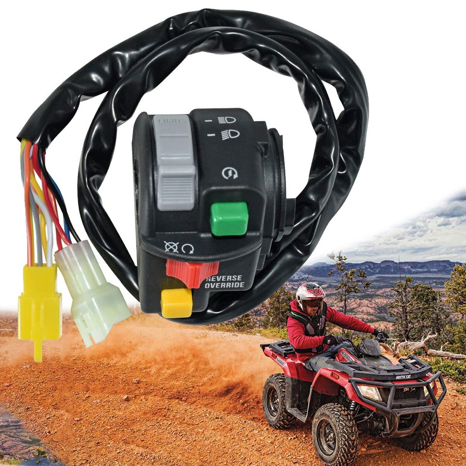 ATV Start Switch Left Handlebar Control Switch For Arctic Cat ATV - Start/ Stop, Headlight High/Low, Choke & Reverse Override - Fits 375, 400, 500, 650 V-2 Models Arctic Cat Headlight Control - Foto 2