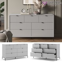 Sideboard Eliza 140 X 42 Cm, Grau, Wohnzimmerschrank Mit 7 Schubladen Vicco
