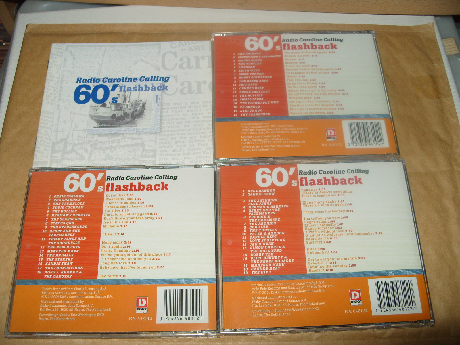 Radio Caroline Calling 60's Flashback (2001) 3 cd Box set 55 tracks cds Ex. (B2)