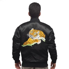 Rocky Tiger Jacket Balboa 2 Movie Costume Satin II Boxing Black Satin Coat Gift