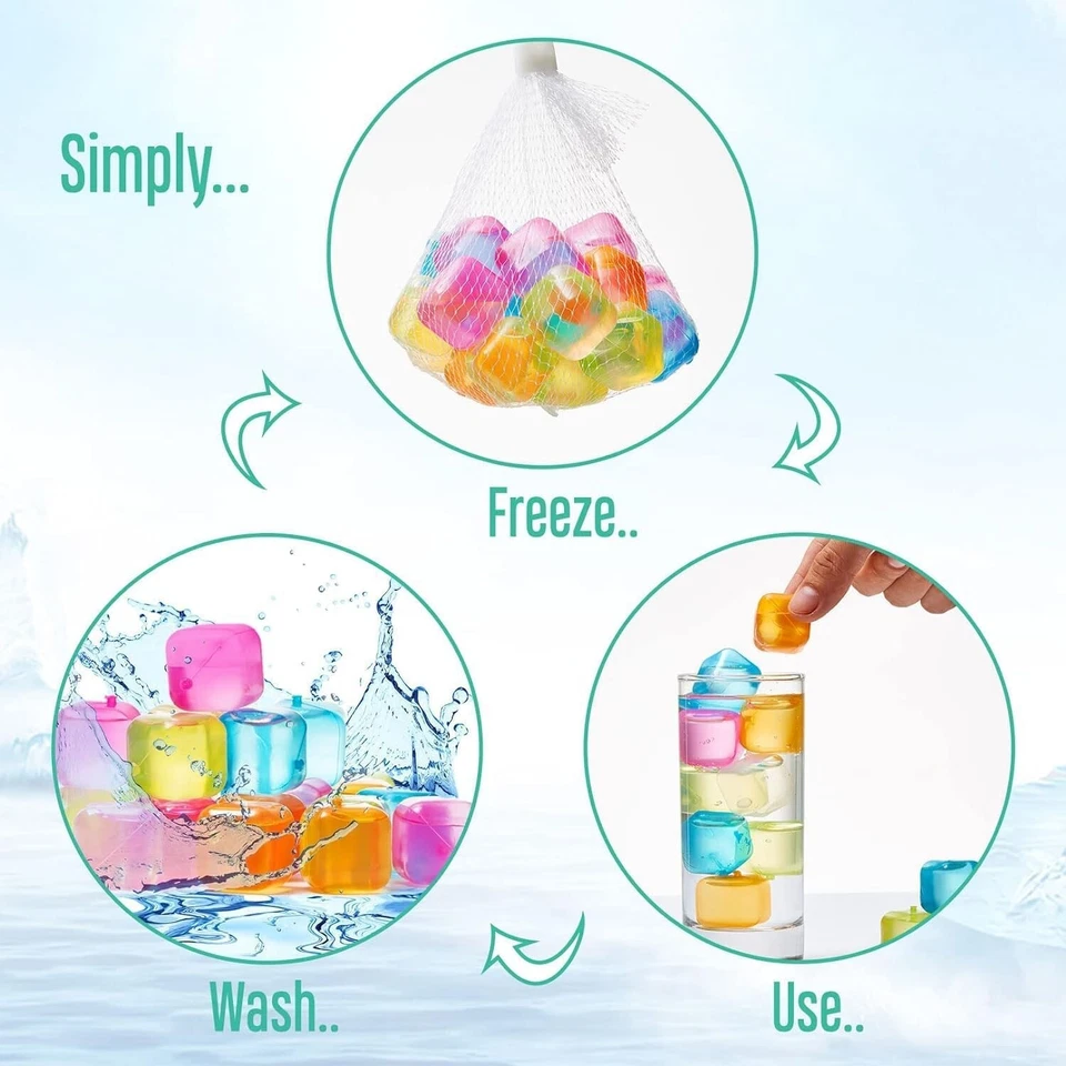 New Reusable Plastic Ice Cubes, Pack of 75 Colors May Vary, Free Shipping BPA - Image 4 of 4