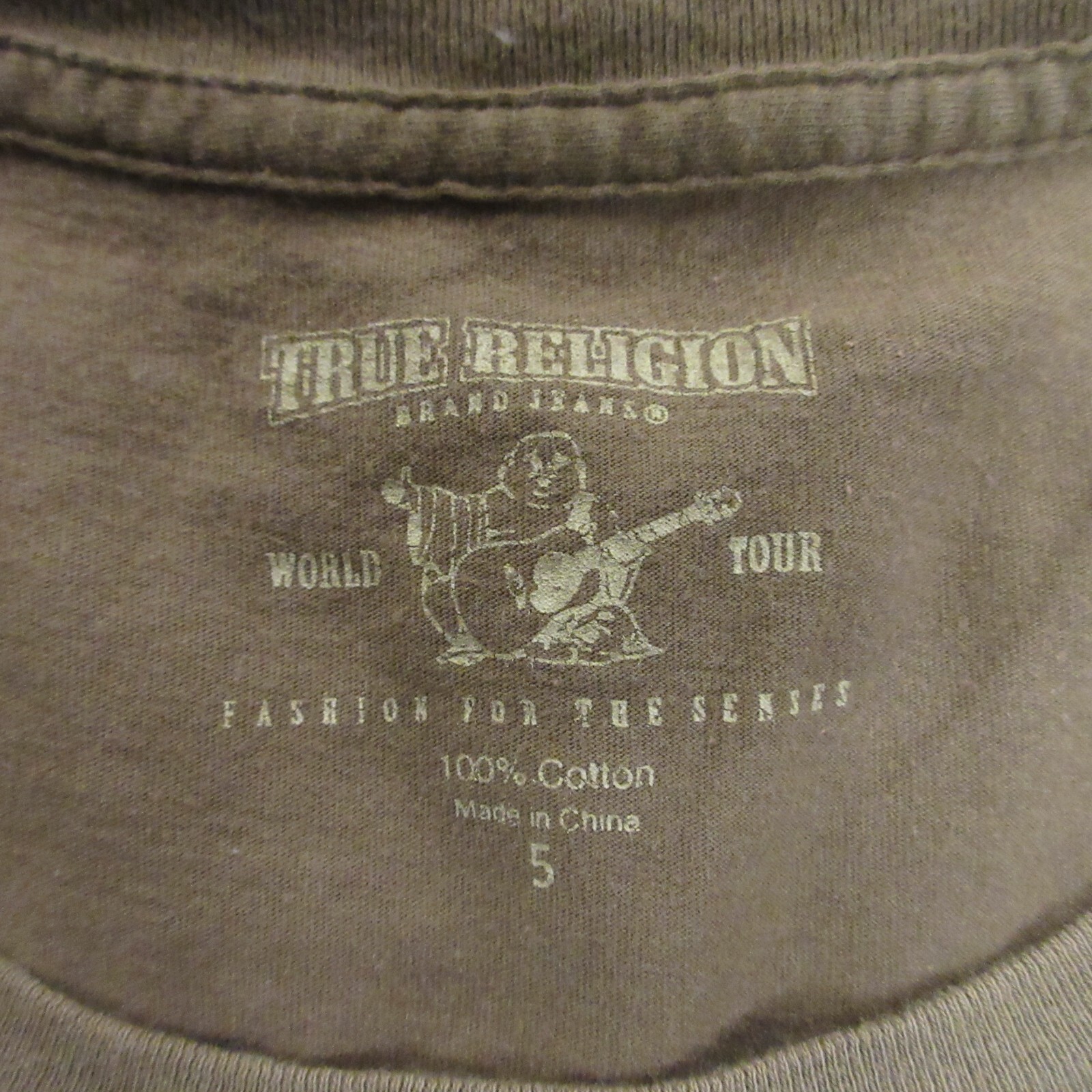 True Religion Faded Skull Graphic T-Shirt Womens size 5 Cotton Brown Y2K 2000s thumbnail 5