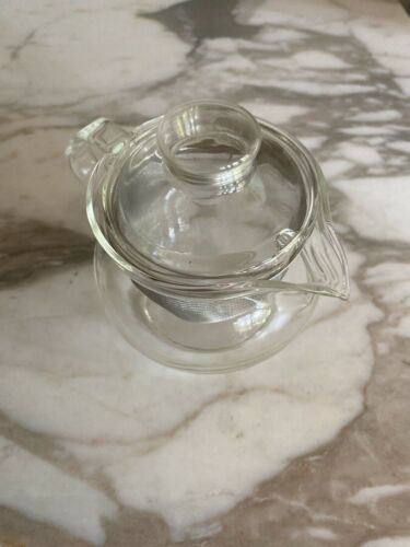 Glass Teapot With Stainless Steel Infuser & Lid 14 Oz Heat-Resistant Clear Desig - Picture 5 of 5