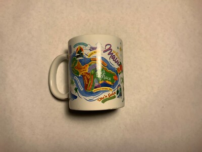 Maui Fun Map MUG ABC stores mug 2016 FLORAl COLORFUL HAWAIIN USED MICROWAVE SAFE