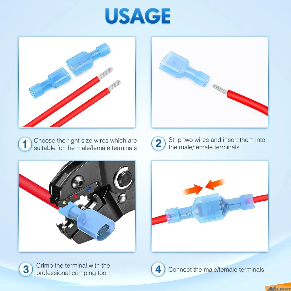 Nilight Spade Terminals 400 Pcs Nylon Quick Disconnect Terminals Male and Female - Image 2 of 4
