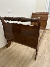 LETTO A BARCA Matrimoniale in Noce ORIGINALE EPOCA 800' Appena RESTAURATO