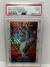 TREVOR LAWRENCE 2021 Rookies & Stars Crusade Rookie RC RED PLAID PRIZM PSA 9 