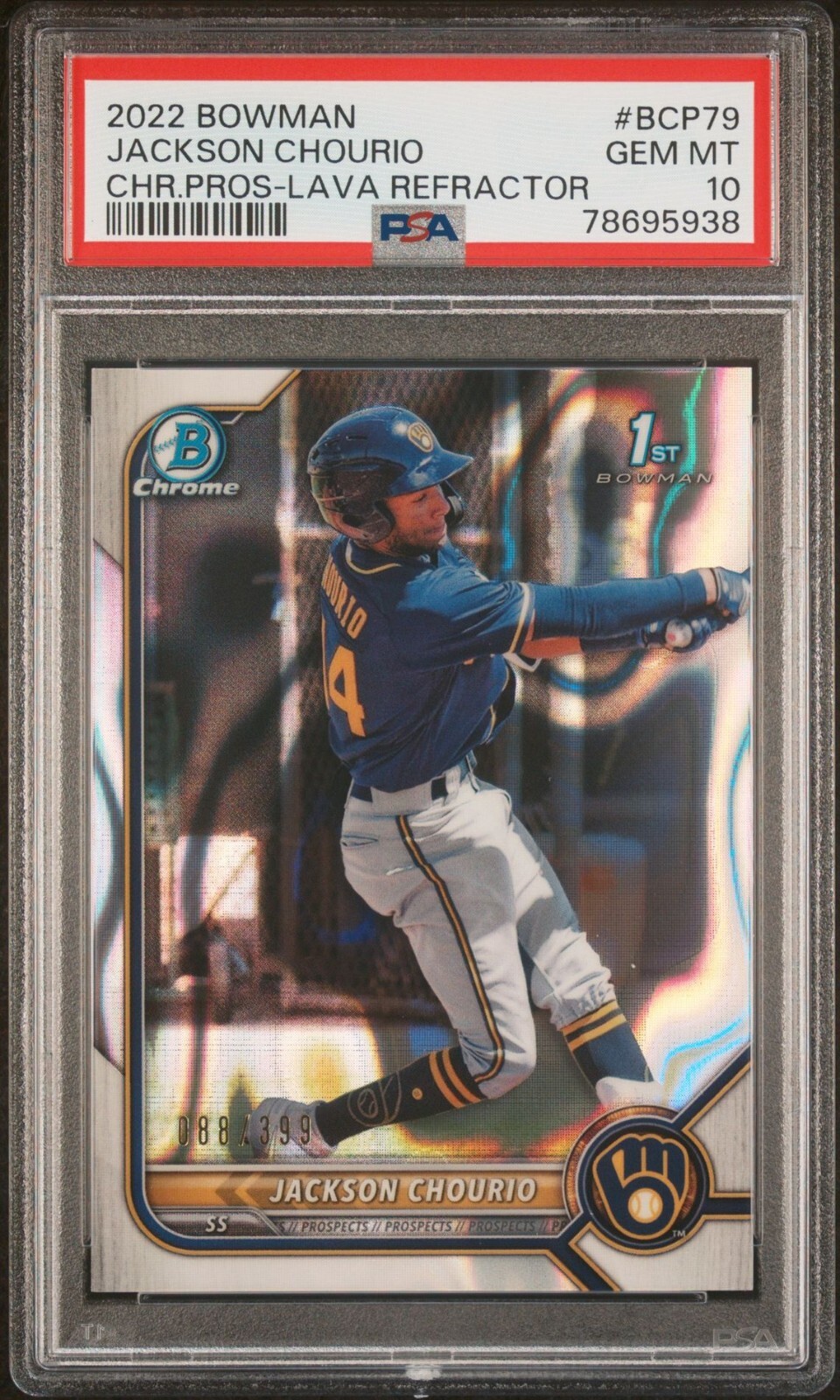 JACKSON CHOURIO 2022 Bowman Chrome 1st LAVA Refractor #/399 #BCP79 PSA 10