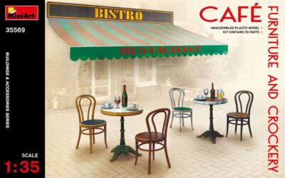 1:35 Modellbausatz - Cafe Möbel und Geschirr Miniart 35569