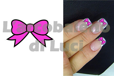 20 PEGATINAS PARA UÑAS COPO ROSADO PINK BOW NAIL ART ...