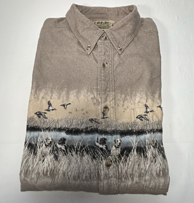 Cabelas Shirt Mens 2XL Button Down Deerskin Soft Chamois Duck Hunt Wrap Around