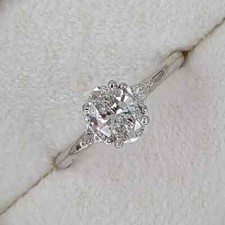 2.30 TCW Oval Cut Moissanite Three - Stone Engagement Ring 14k White Gold Plated