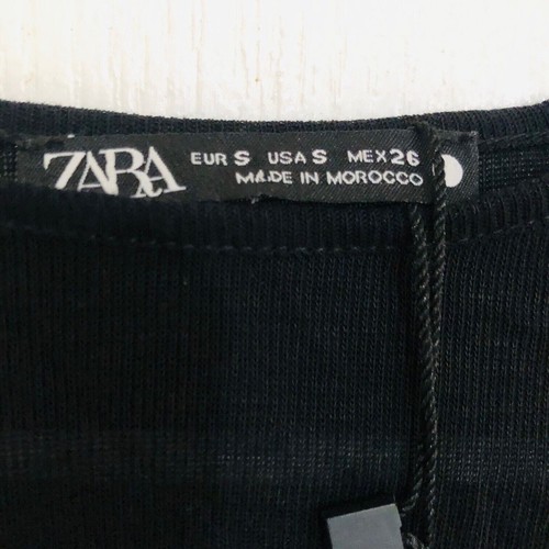 Top de mujer ZARA tejido recortado media manga cuello redondo negro talla pequeña nuevo con etiquetas - Imagen 11 de 11