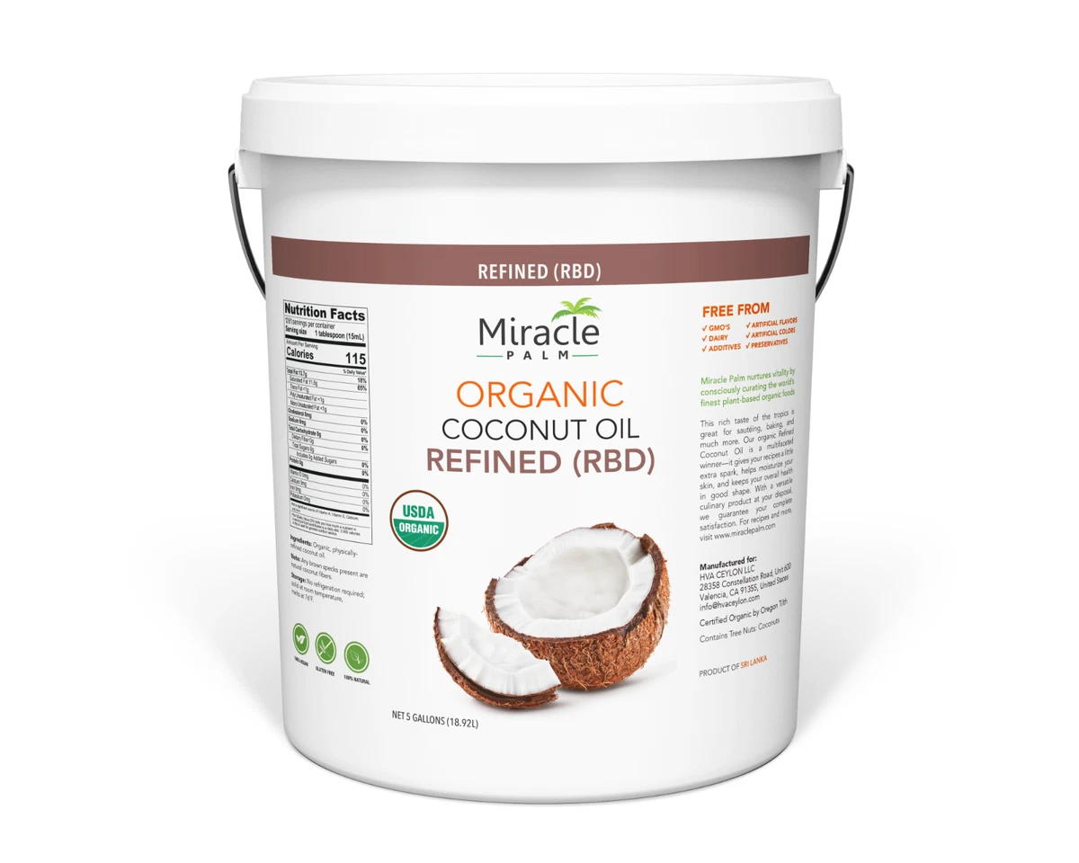 Organic, Refined Coconut Oil (RBD) 5 Gallon Pail | eBay