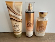 Bath Body Works Warm Vanilla Sugar Fragrance Mist Cream Body Lotion Set of 3