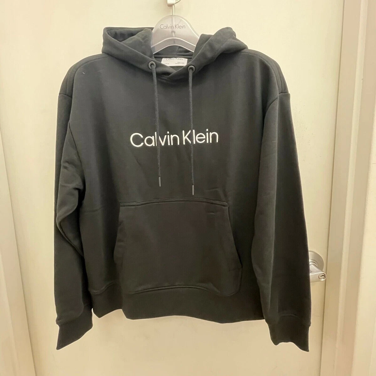 $89 Calvin Klein Men Relaxed Fit Logo French Terry Hoodie Pullover  Sweatshirt XL | eBay