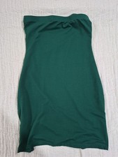 SHEIN Strapless Tube Bodycon Mini Dress Women 2 Dark Green Side Slit Date Night