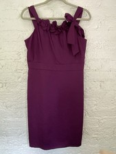 Ann Taylor LOFT sz 8 Plum Purple Flower Accent Sleeveless Sheath Dress Lined