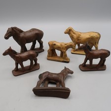Vintage Auburn AUB-RUBR Rubber Co Farm Animals Lot of 6 Horse Cow Farm