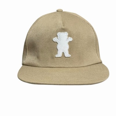 Grizzly Griptape OG Bear Unstructured Dad Hat Tan SnapBack Skateboarding