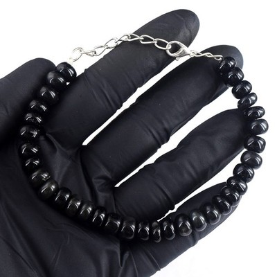 Atemberaubendes schwarzes Spinell 92,00 kt sehr attraktives bestes Perlenarmband RK 15 E785