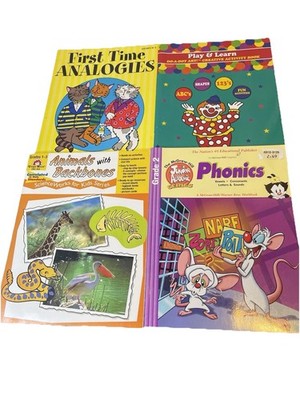 Lot Of 4 Kids Children s Education Workbooks Homeschool Phonics Analogies Shapes