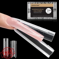 JEWHITENY Nail Forms Dual Long Square Reusable 14 Sizes Nail Extension