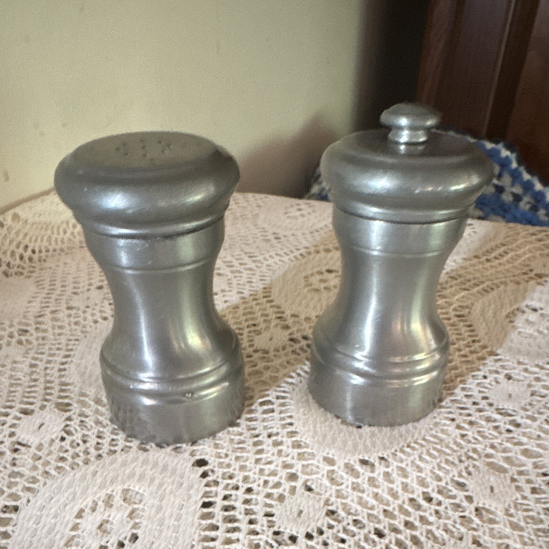 Vintage Revere Pewter Salt Shaker and Pepper Grinder Made in Italy
