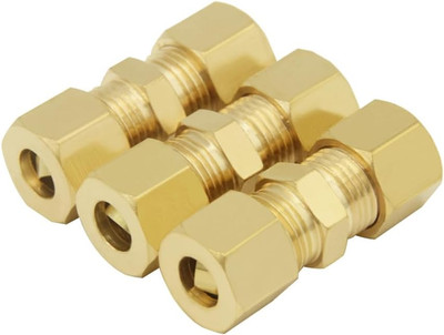 3PCS Brass Compression Coupling Tube Pipe Fitting 5/16'' Tube OD X 5/16'' Tube OD