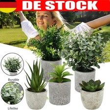5er Kunstpflanzen Kunstblumen im Topf Set Zimmerpflanze Tisch Dekopflanzen Klein