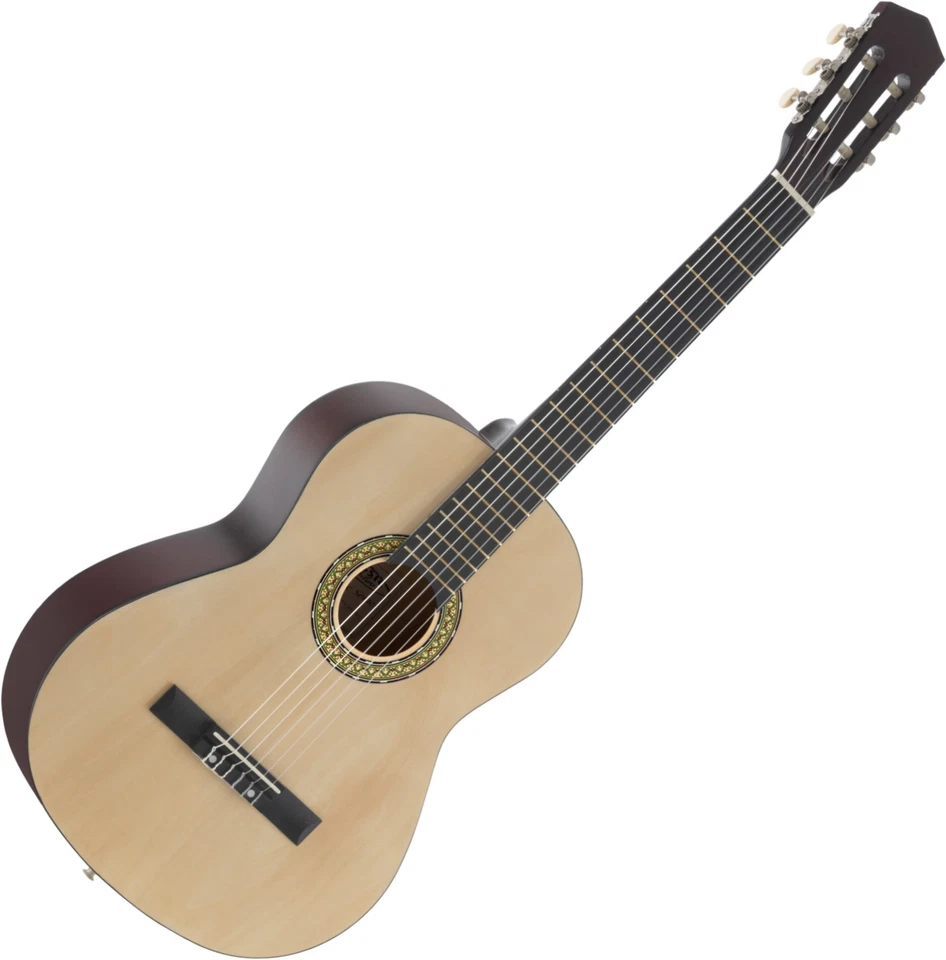 Guitare Acoustique Classique Bois Tilleul 6 Cordes Nylon Droitier Taille 4/4 - Photo 1/4